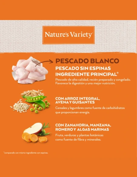 Comida para Perro Adulto Med/Max NATURES VARIETY Healthy Grain de Pescado Blanco 3kg|Complementos para aves