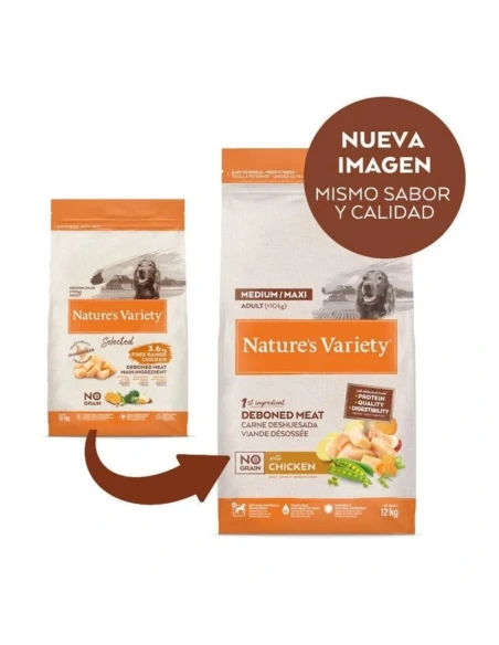 Comida para Perro Adulto Med/Max NATURES VARIETY No Grain de Pollo 3kg|Complementos para aves