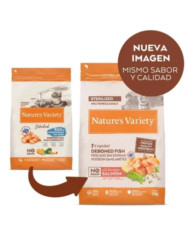 Comida para Gato Esterilizado NATURES VARIETY No Grain de Salmon 7kg