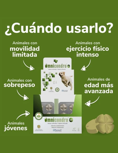 Suplemento para las Articulaciones HI FARMAX Omnicondro 20 de 300 comprimidos|Complementos para aves