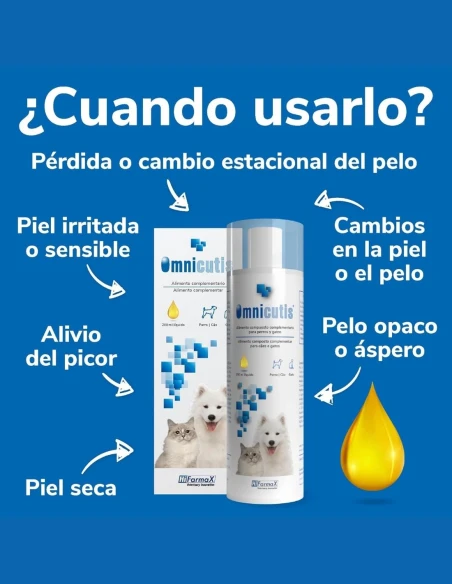 Suplemento para Problemas Dermatologicos HI FARMAX Omnicutis 200ml con Jeringa|Complementos para aves
