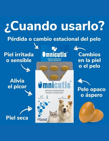 Omnicutis Hifarmax 150 Perlas – Vitaminas para Perros y Gatos con Problemas de Piel y Pelaje