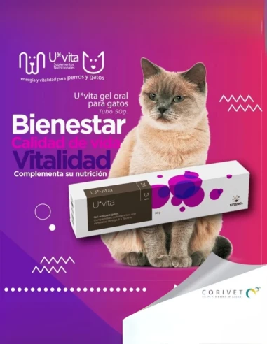 U-Vita Gel para Gatos – Suplemento Vitamínico A, D y E – Piel y Pelaje Saludables – 50 g