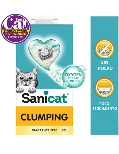 Arena Absorbente para Gatos SANICAT CLUMPING sin Fragancia 10L