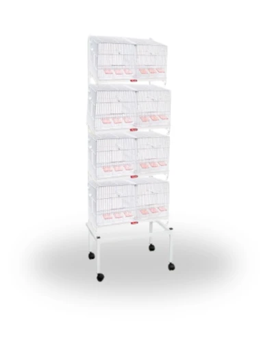 Batterie De 4 Cages De Métro Blanc + Support