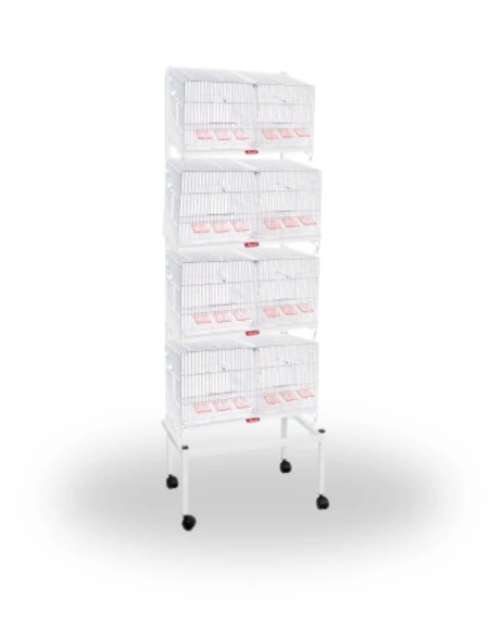 Batterie De 4 Cages De Métro Blanc + Support