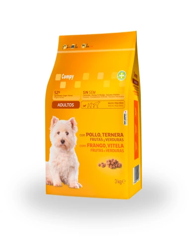 Comida perro adulto COMPY con pollo, ternera, frutas y verduras razas pequeñas 3 kg