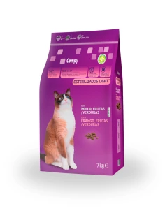 Comida gato adulto esterilizado light COMPY con pollo, frutas y verduras, 1.5 kg