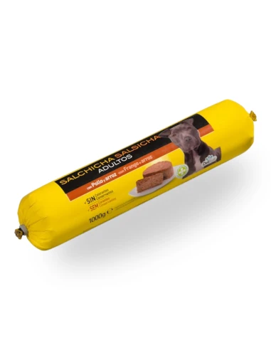 Salchicha perro adulto DELIKUT  con pollo y arroz 1 kg