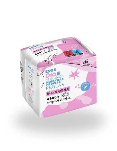 Compresas Ultrafinas Normal con Alas ESOS DIAS paquete de 16uds