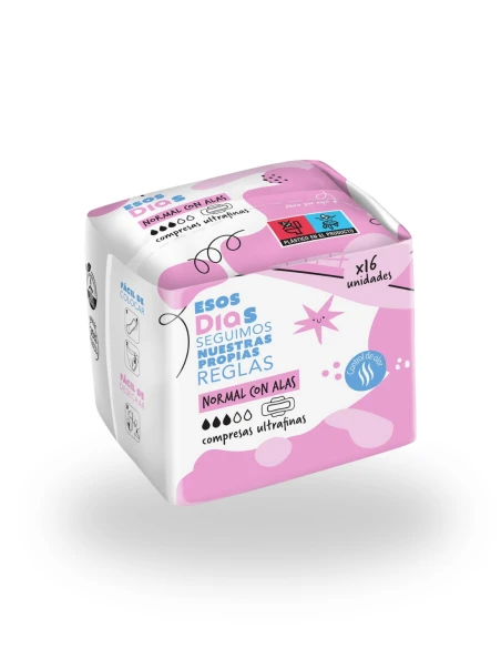 Compresas Ultrafinas Normal con Alas ESOS DIAS paquete de 16uds