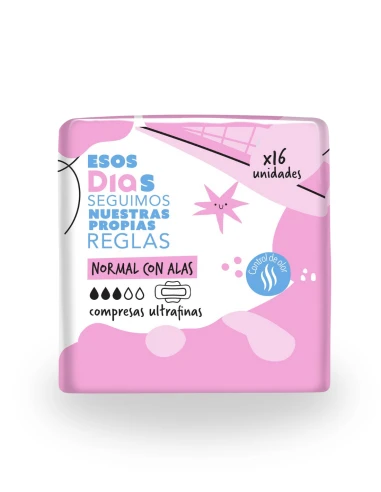Compresas Ultrafinas Normal con Alas ESOS DIAS paquete de 16uds
