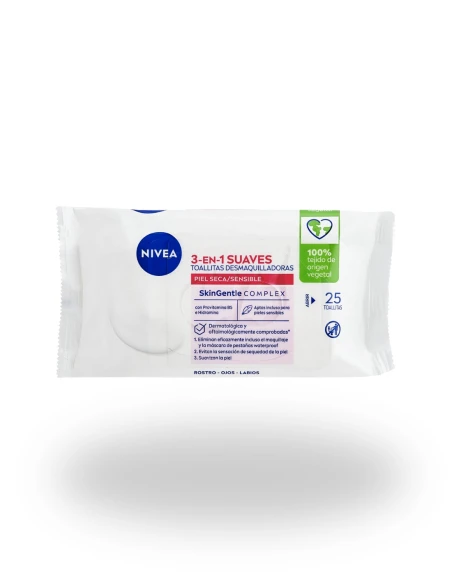 Toallitas Desmaquillantes NIVEA 3 en 1 para Piel Seca Pack 3 x 25 uds|Complementos para aves
