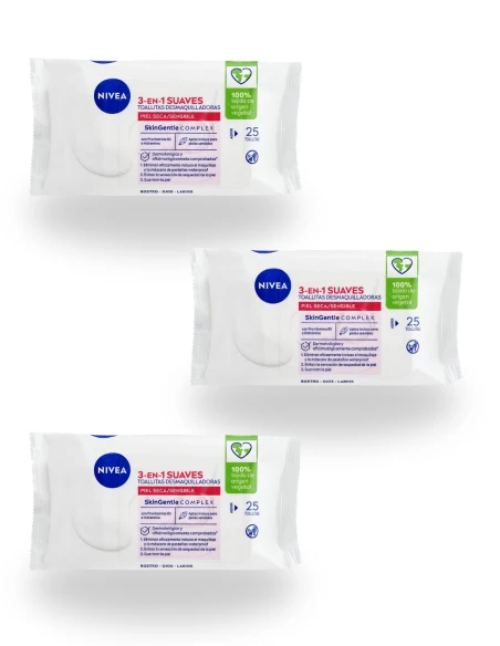 Toallitas Desmaquillantes NIVEA 3 en 1 para Piel Seca 25uds