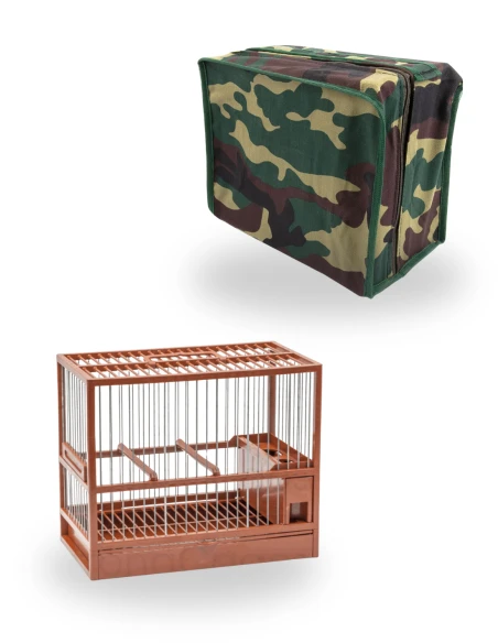 Pack Jaula de Silvestrismo C2 Marron + Funda Camuflaje|Complementos para aves
