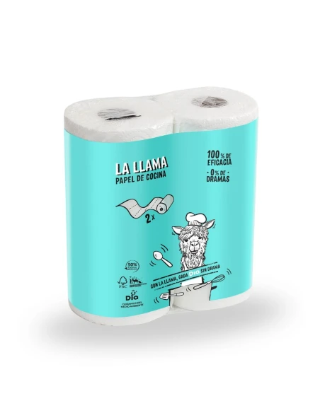 Papel de Cocina Estandar 2 Capas LA LLAMA 2uds