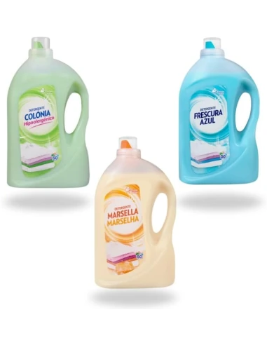 Pack Detergente Bosque Verde Marsella, Frescor Azul y Colonia – 3 x 3 L (9 L)