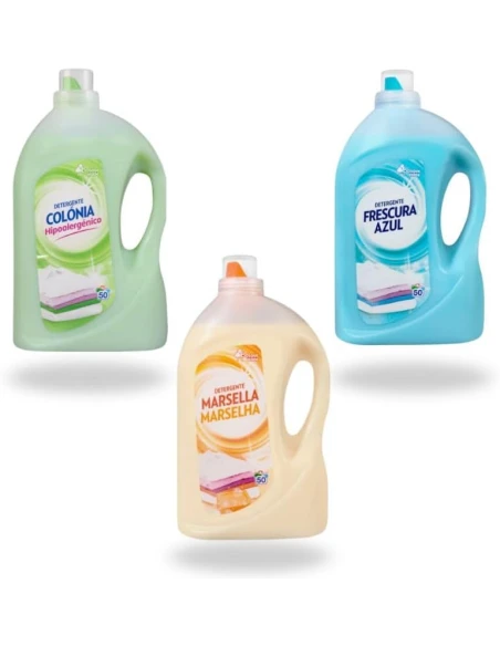 Pack Detergente Bosque Verde Marsella, Frescor Azul y Colonia – 3 x 3 L (9 L)
