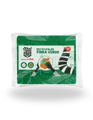 Estropajo de Fibra Verde SUPER PACO 4 uds