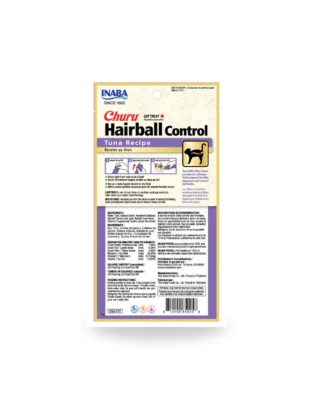 Snack para Gato CHURU Hair Ball control Variedades de Pollo y Atún 20uds|Complementos para aves