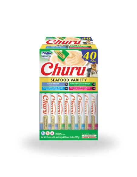 Snack para Gato CHURU Variedades de Atún con Marisco 40x14gr|Complementos para aves