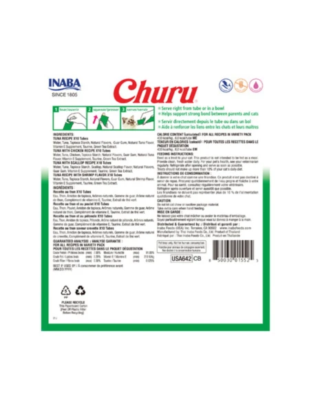 Snack para Gato CHURU Variedades de Atún con Marisco 40x14gr|Complementos para aves