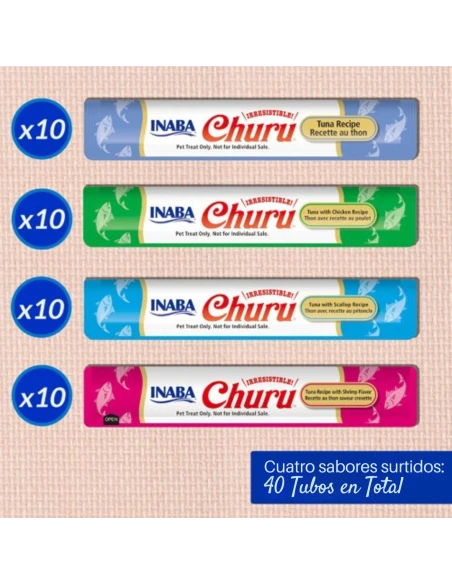 Snack para Gato CHURU Variedades de Atún con Marisco 40x14gr|Complementos para aves