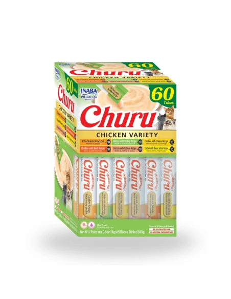 Snack para Gato CHURU Variedades de Pollo 60x14gr|Complementos para aves