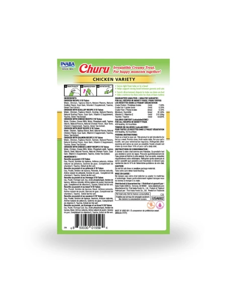 Snack para Gato CHURU Variedades de Pollo 60x14gr|Complementos para aves