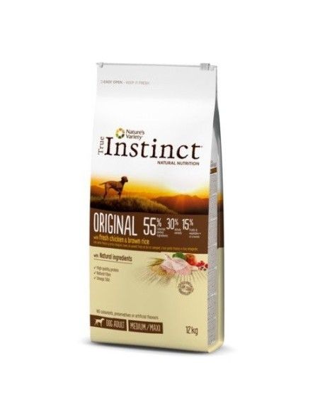 Nourriture pour chiens adultes True Instinct Original Medium - Maxi avec poulet 12Kg