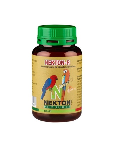 Nekton R 35gr, (pigmento cantaxantina enriquecido con vitaminas, minerales y oligoelementos). Para pájaros de plumaje rojo