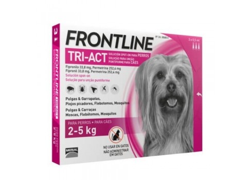 Frontline Tri-Act Pipettes pour chiens de 2 à 5 kg., 3 pipettes