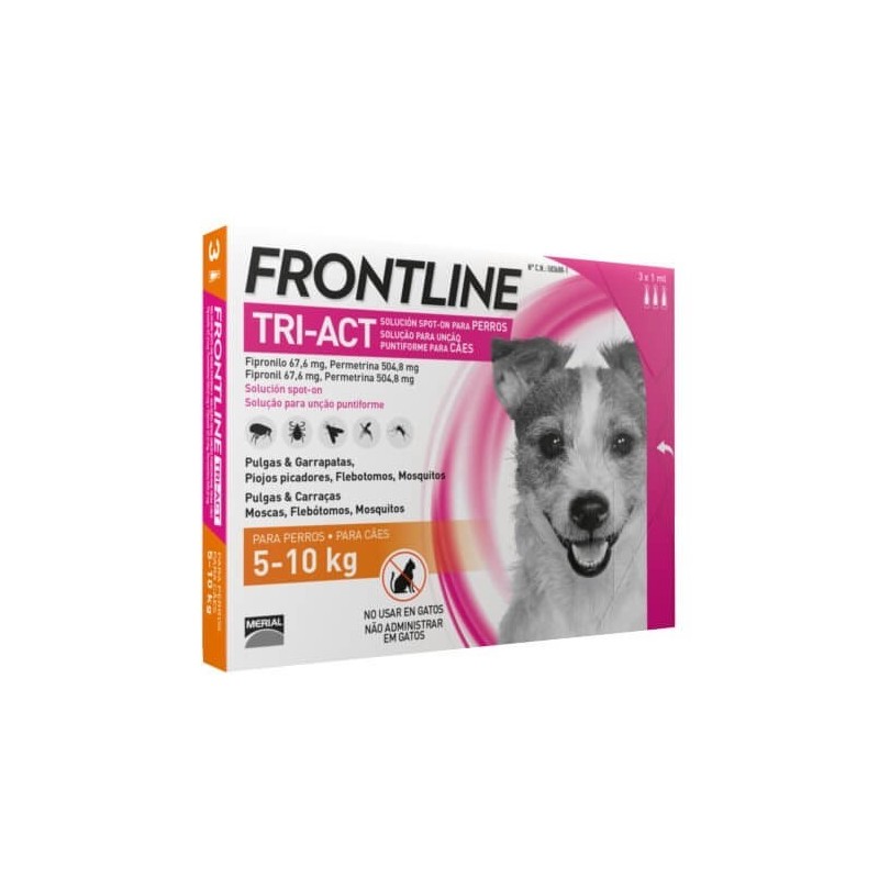 Frontline Tri-Act Pipetas para perros  5-10 kg 3 pipetas