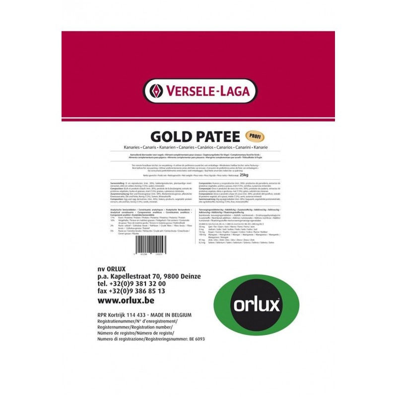 Orlux Goldpatee parakeets 25 kg. professional