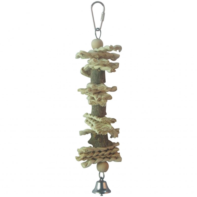 Natural wood toy for birds ICA BR407 WITH CAMPANA