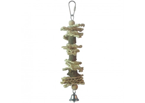 Natural wood toy for birds ICA BR407 WITH CAMPANA
