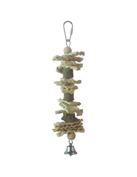 Natural wood toy for birds ICA BR407 WITH CAMPANA