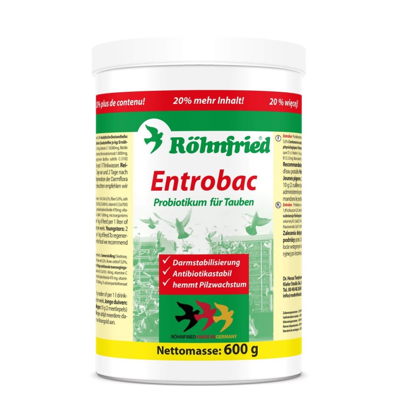Mezcla de probióticos y prebióticos ENTROBAC ROHNFRIED 600 gr