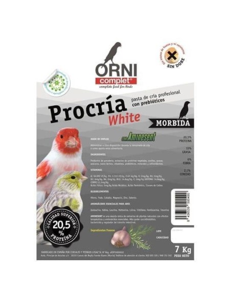 Pasta blanca mórbida PROCRÍA WHITE ORNICOMPLET 4 KG