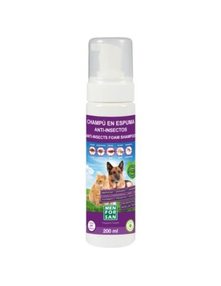 Champú en espuma MENFORSAN anti insectos 200 ml para perros y gatos Menforsan - 1