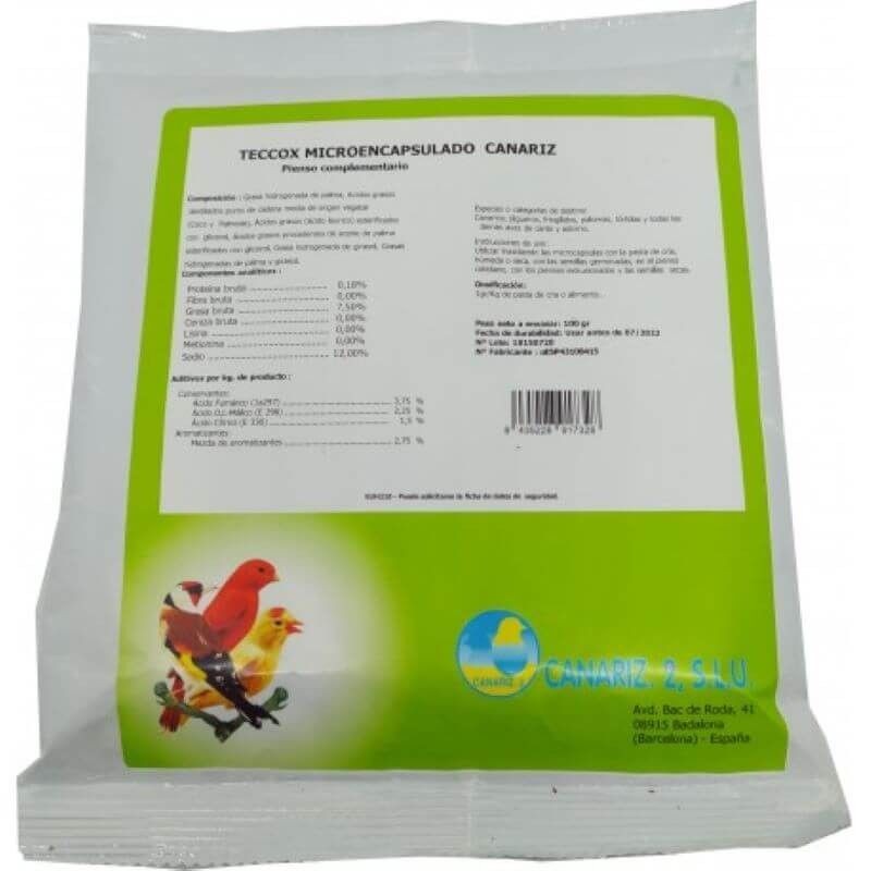 TECCOX CANARIZ anticodicios natural en polvo microencapsulado para aves 250 gr. Canariz - 1