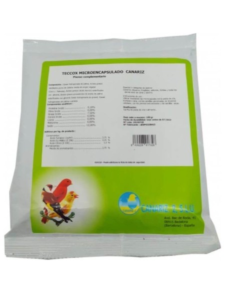 TECCOX CANARIZ anticodicios natural en polvo microencapsulado para aves 250 gr. Canariz - 1