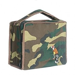 Silvestrism Claim Cage Cover in Camouflage/Military Fabric, with Embroidered Jilguero COMPLEMENTOS PARA AVES - 1