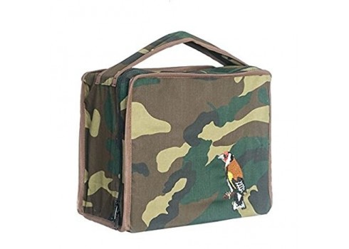 Silvestrism Claim Cage Cover in Camouflage/Military Fabric, avec Jilguero brodé COMPLEMENTOS PARA AVES - 1