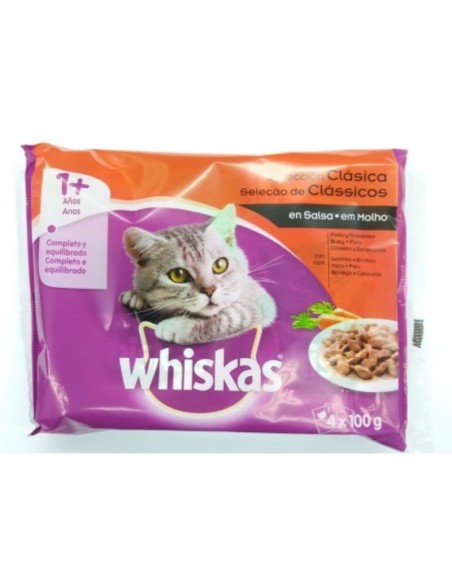 alimento húmedo WHISKAS SELECCIÓN CLÁSICA para gatos a partir de 1 año, 4 x 100 gr WHISKAS - 1