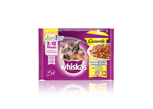 WET food WHISKAS CASSEROLE AVES for kittens from 2-12 months, 4 x 85 gr WHISKAS - 1