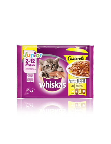 alimento húmedo WHISKAS CASSEROLE AVES para gatitos de 2-12 meses, 4 x 85 gr WHISKAS - 1