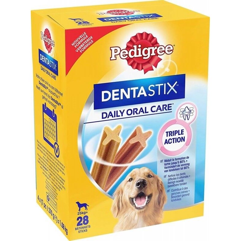 DENTASTIX PEDIGREE dental care for dogs over 25 kilos, pack 4 bags x 7 pieces PEDIGREE - 1