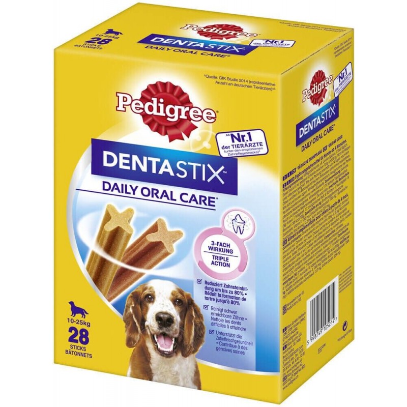 DENTASTIX PEDIGREE soins dentaires pour chiens 10 à 25 kg, emballer 4 sacs x 7 pièces PEDIGREE - 1