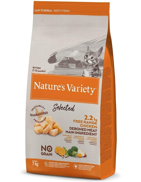 pienso para gatitos NATURES VARIETY con pollo de corral, saco 7 kg NATURES VARIETY - 1